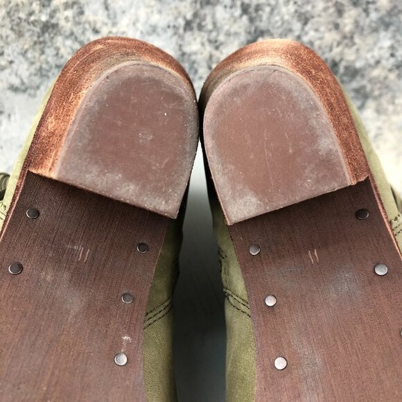 Sam Edelman Women's Size 11M Louie Green Leather Fringe High Heel Ankle Boots - Picture 11 of 15